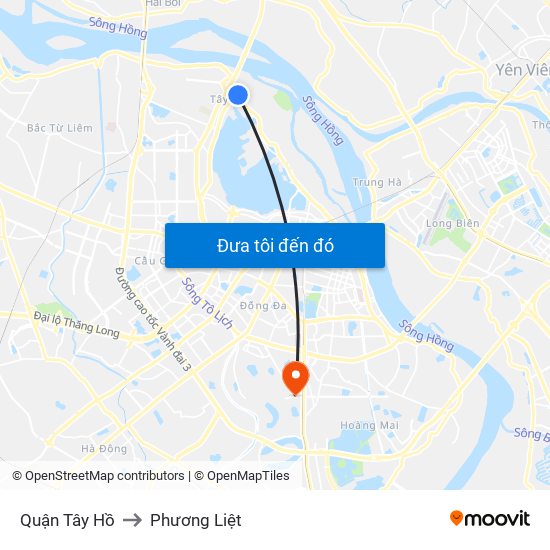 Quận Tây Hồ to Phương Liệt map