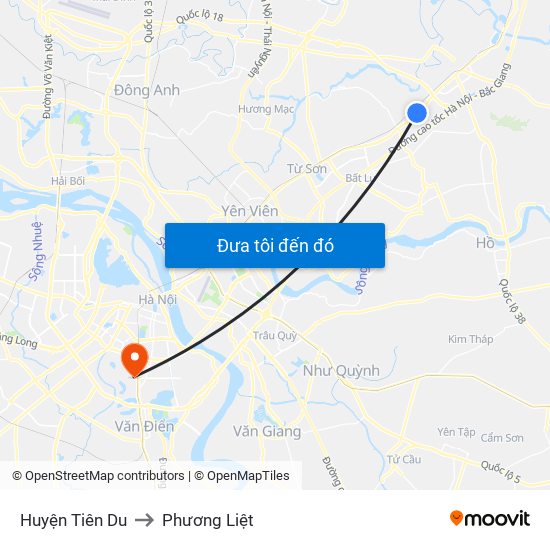 Huyện Tiên Du to Phương Liệt map