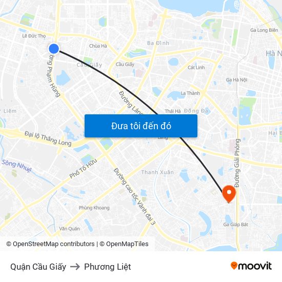 Quận Cầu Giấy to Phương Liệt map