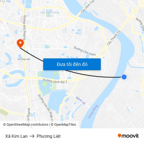 Xã Kim Lan to Phương Liệt map