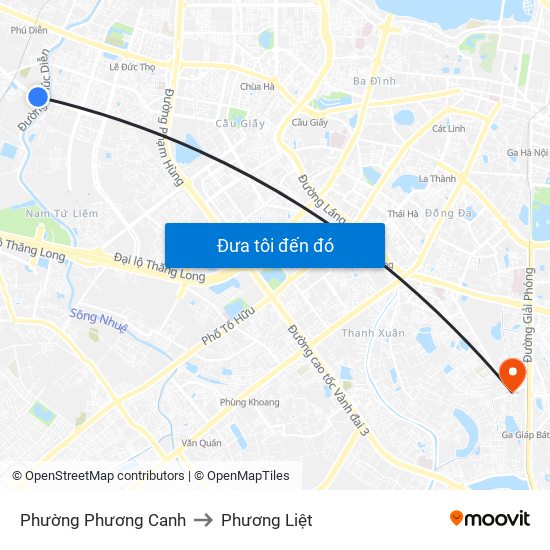 Phường Phương Canh to Phương Liệt map