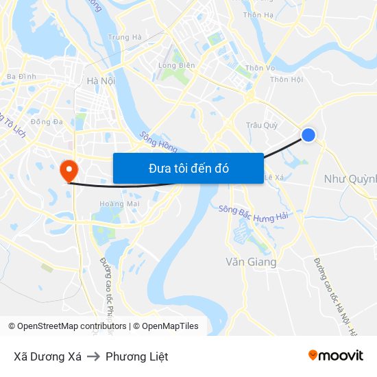 Xã Dương Xá to Phương Liệt map