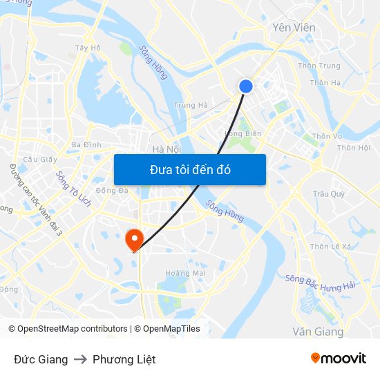 Đức Giang to Phương Liệt map