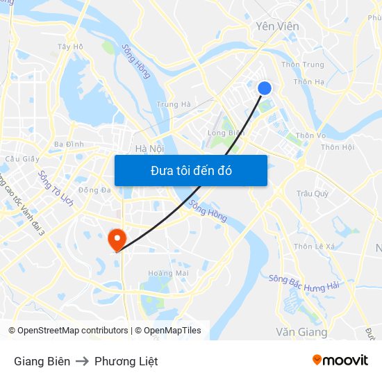 Giang Biên to Phương Liệt map