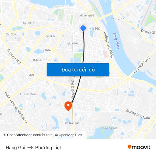 Hàng Gai to Phương Liệt map