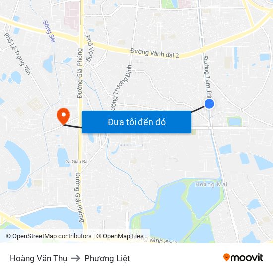Hoàng Văn Thụ to Phương Liệt map