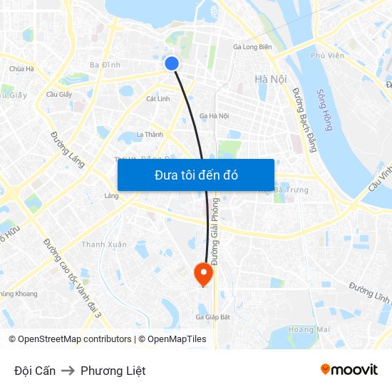 Đội Cấn to Phương Liệt map