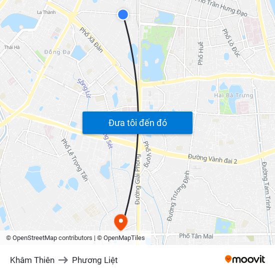Khâm Thiên to Phương Liệt map