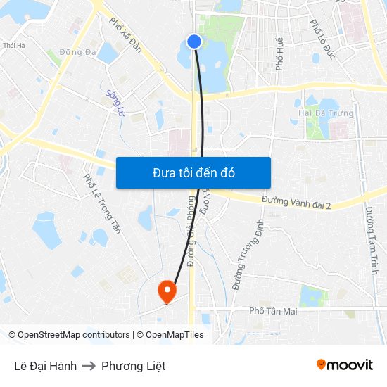 Lê Đại Hành to Phương Liệt map