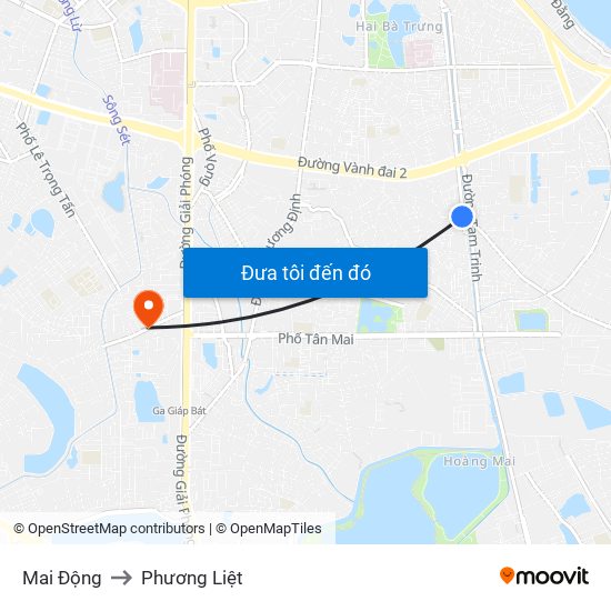 Mai Động to Phương Liệt map
