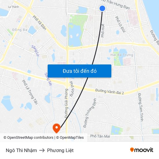 Ngô Thì Nhậm to Phương Liệt map