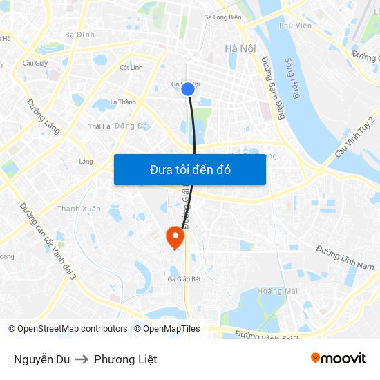 Nguyễn Du to Phương Liệt map