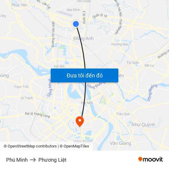 Phú Minh to Phương Liệt map