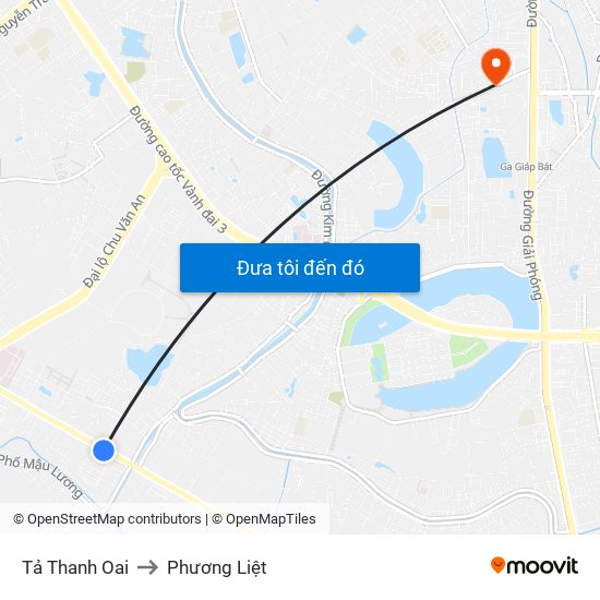 Tả Thanh Oai to Phương Liệt map