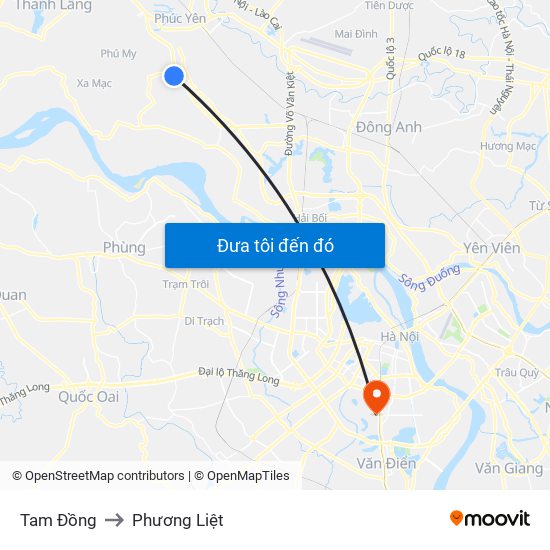 Tam Đồng to Phương Liệt map