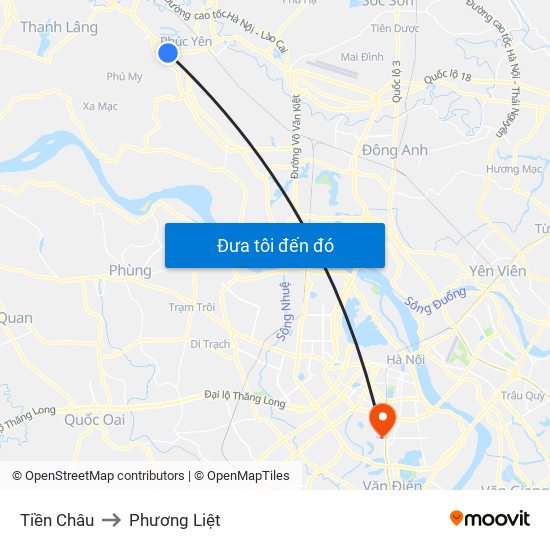 Tiền Châu to Phương Liệt map