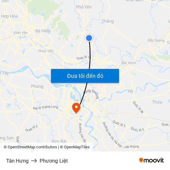 Tân Hưng to Phương Liệt map