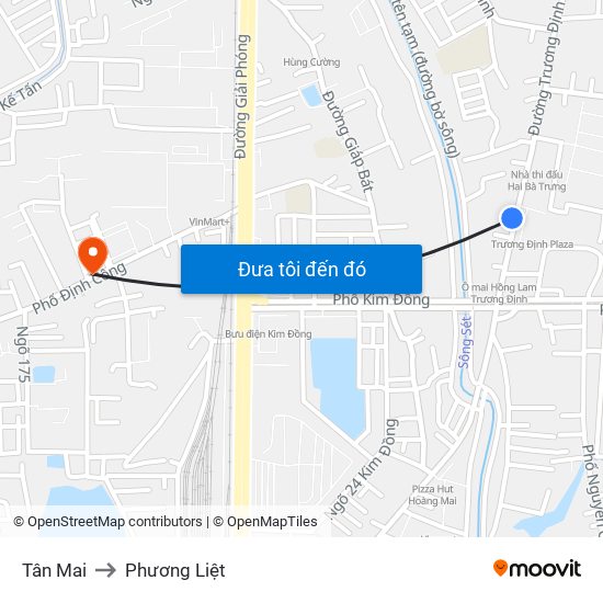 Tân Mai to Phương Liệt map