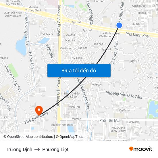 Trương Định to Phương Liệt map