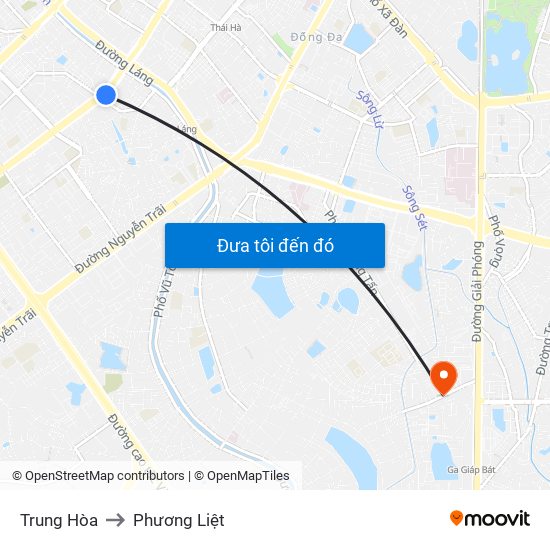 Trung Hòa to Phương Liệt map