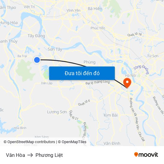 Vân Hòa to Phương Liệt map