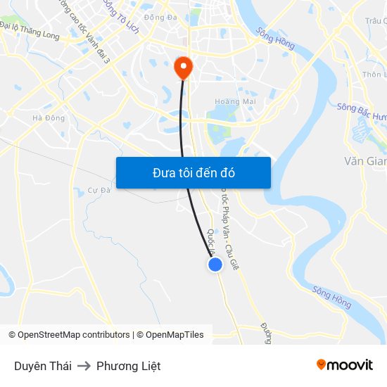 Duyên Thái to Phương Liệt map