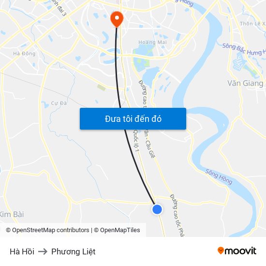 Hà Hồi to Phương Liệt map