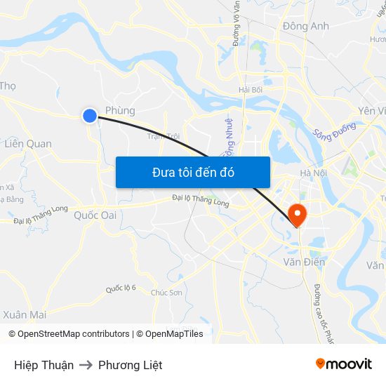 Hiệp Thuận to Phương Liệt map