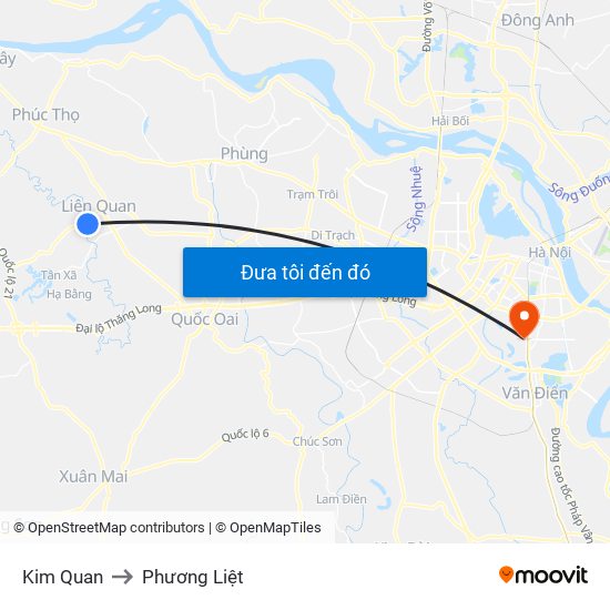 Kim Quan to Phương Liệt map