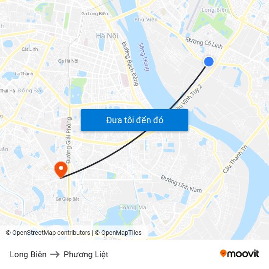 Long Biên to Phương Liệt map