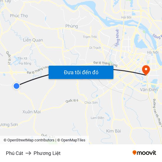 Phú Cát to Phương Liệt map