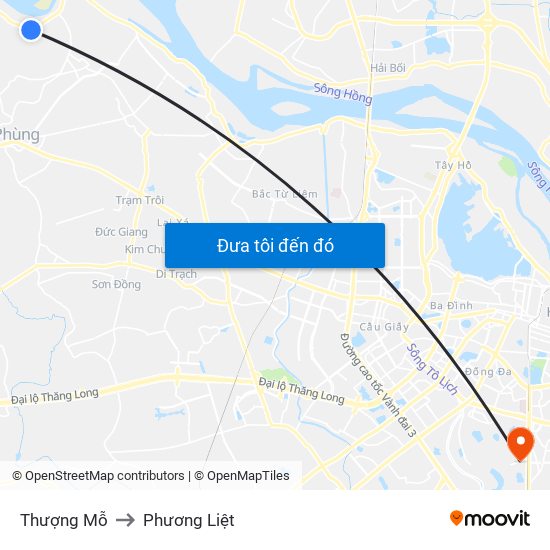 Thượng Mỗ to Phương Liệt map