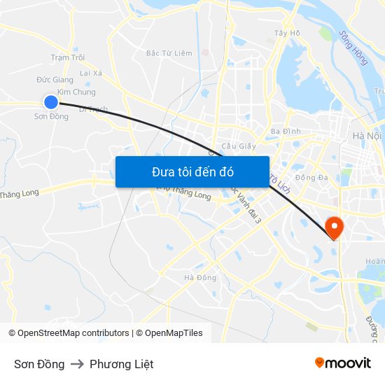 Sơn Đồng to Phương Liệt map