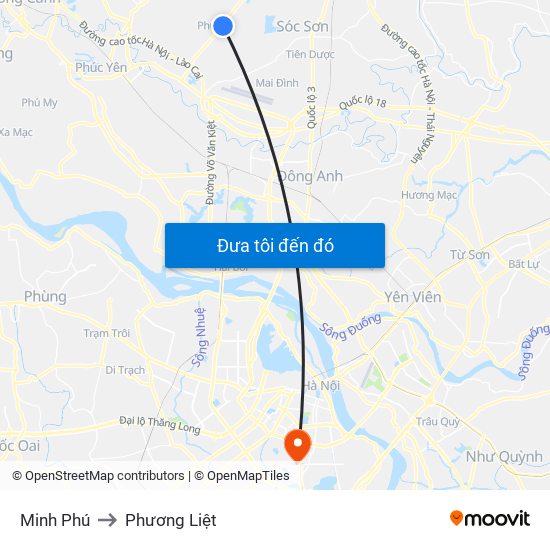 Minh Phú to Phương Liệt map