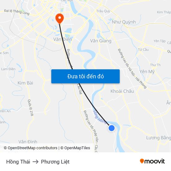 Hồng Thái to Phương Liệt map