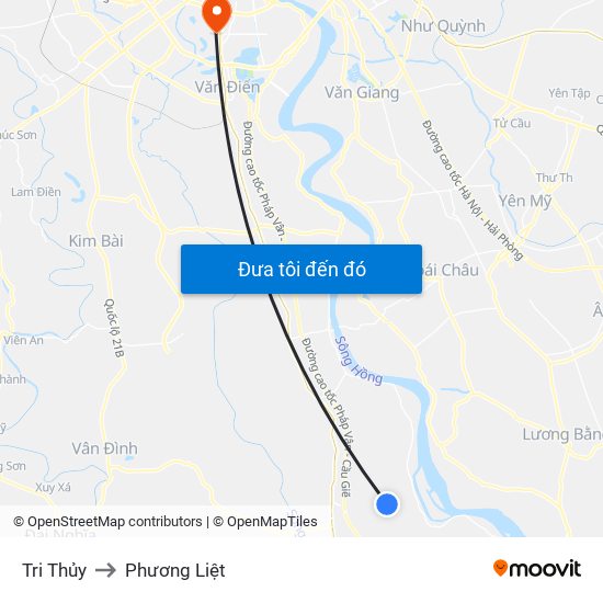 Tri Thủy to Phương Liệt map