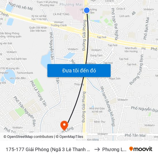 175-177 Giải Phóng (Ngã 3 Lê Thanh Nghị) to Phương Liệt map