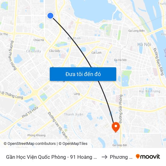 Gần Học Viện Quốc Phòng - 91 Hoàng Quốc Việt to Phương Liệt map