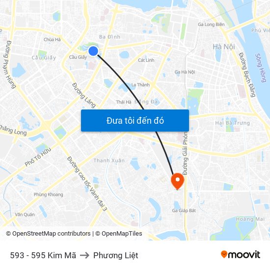 593 - 595 Kim Mã to Phương Liệt map