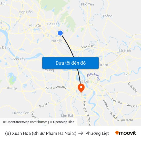 (B) Xuân Hòa (Đh Sư Phạm Hà Nội 2) to Phương Liệt map