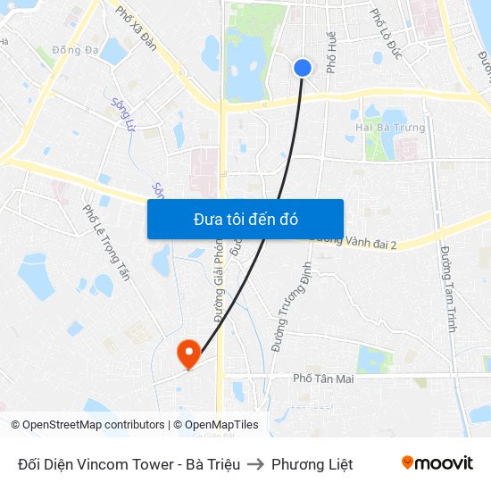 Đối Diện Vincom Tower - Bà Triệu to Phương Liệt map