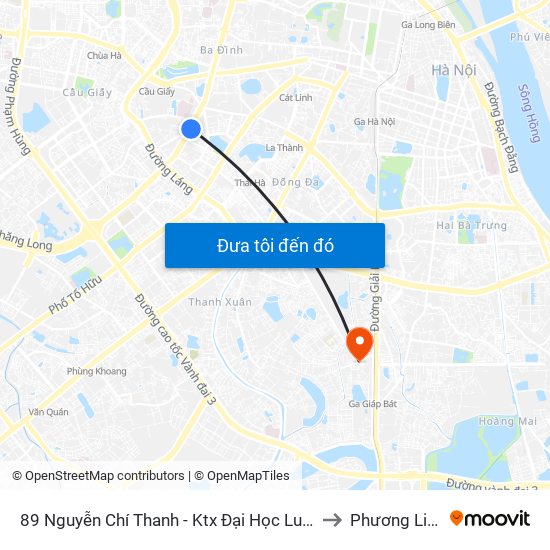 89 Nguyễn Chí Thanh - Ktx Đại Học Luật to Phương Liệt map