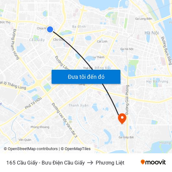 165 Cầu Giấy - Bưu Điện Cầu Giấy to Phương Liệt map