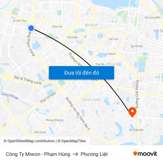 Công Ty Miwon - Phạm Hùng to Phương Liệt map