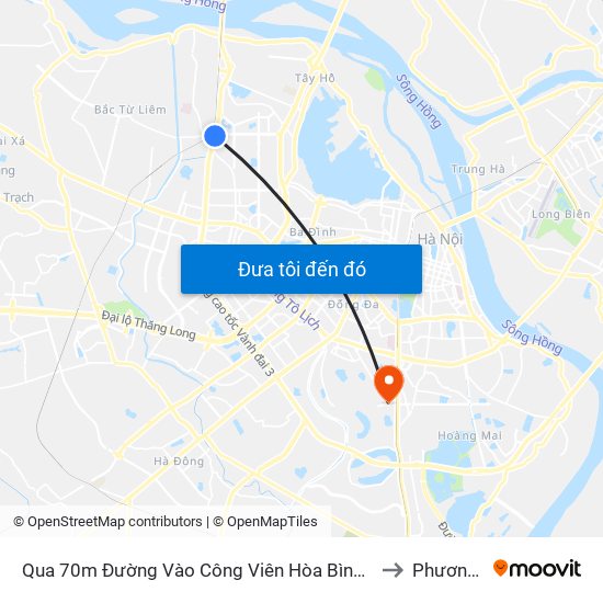 Qua 70m Đường Vào Công Viên Hòa Bình - Phạm Văn Đồng to Phương Liệt map