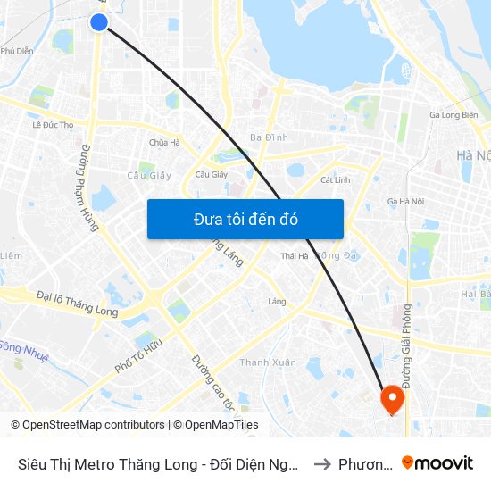 Siêu Thị Metro Thăng Long - Đối Diện Ngõ 599 Phạm Văn Đồng to Phương Liệt map