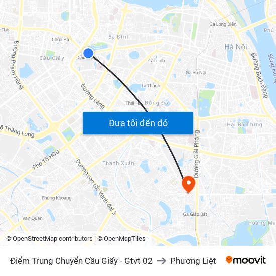 Điểm Trung Chuyển Cầu Giấy - Gtvt 02 to Phương Liệt map