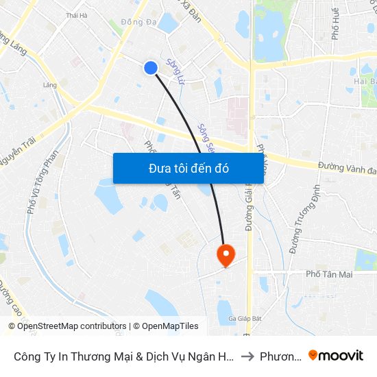 Công Ty In Thương Mại & Dịch Vụ Ngân Hàng - Số 10 Chùa Bộc to Phương Liệt map