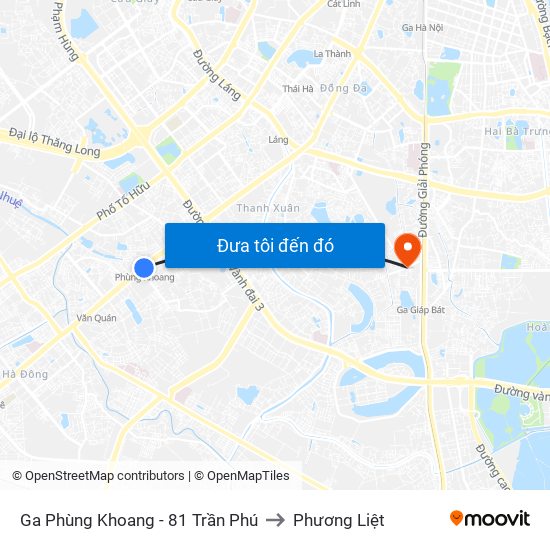 Ga Phùng Khoang - 81 Trần Phú to Phương Liệt map