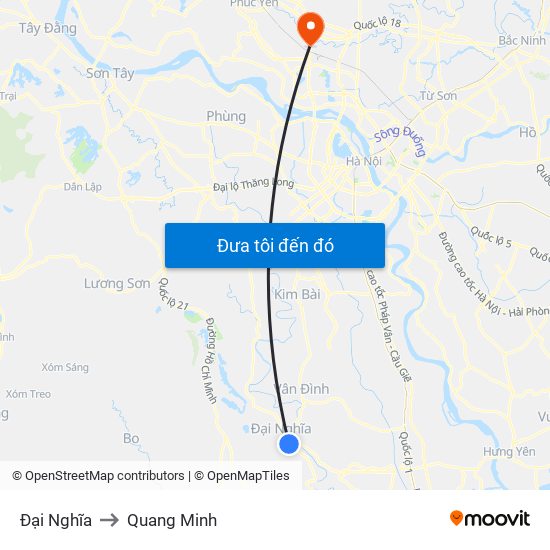 Đại Nghĩa to Quang Minh map